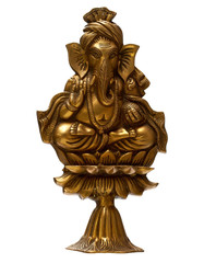 Fototapeta na wymiar Złoty Hindu God Ganesha na białym tle
