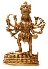 Golden Hindu Goddess Kali isolated over white