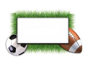 3D board with american football and soccer ball - Powered by Adobe