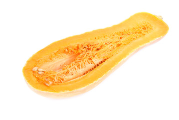 Slices of pumpkin close up isolation in white  background