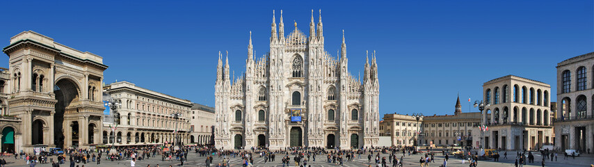 Panorama Piazza del Duomo - Milano - obrazy, fototapety, plakaty