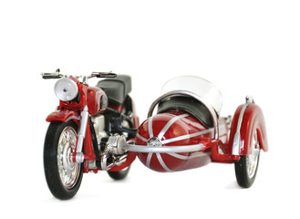 Model of motorcycle with a sidecar.