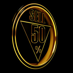 Gold metal fifty Percent on black