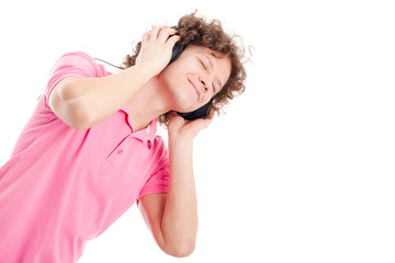Fototapeta premium Cute man listen to the music