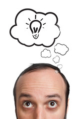 Young man with Speech Bubbles over his head
