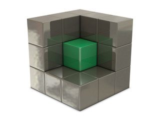 Green and gray boxes