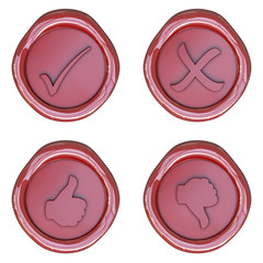 Wax seal with right and wrong signs