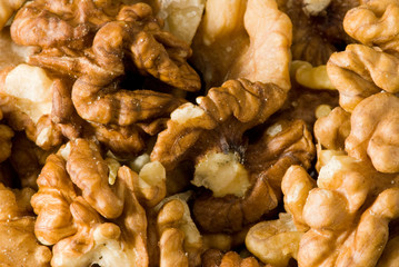 A Closeup photo of walnuts without shells