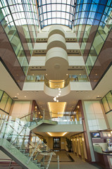 Multi level office building entrance