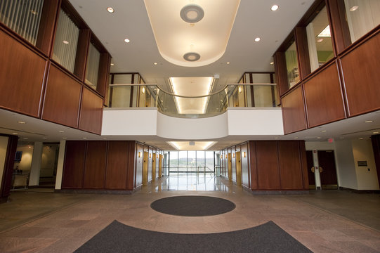 Lobby Entrance In Mahogany To A Modern Office Building