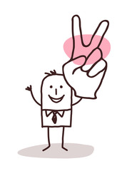 businessman with victory sign