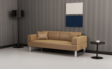 leather sofa, interior scene, living room
