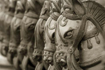 Hindu war horses statue