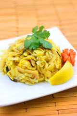 Tasty pad thai noodles and vegetables