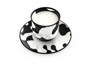 Cow design cup with milk