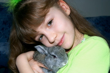 The girl and rabbit