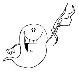 Outlined Ghost With Hat
