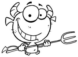 Outlined Grinning Devil