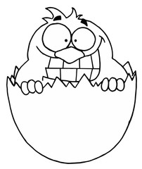 Outlined Chick in Egg Shell