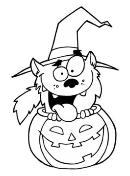 Outlined Werewolf in Pumpkin