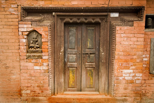 Door at temple at Patan Durbar Square, Nepal.