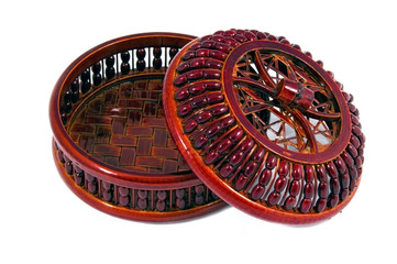 nice wooden chiselled box isolated over white