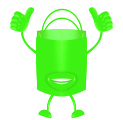 happy shopping bag jumping