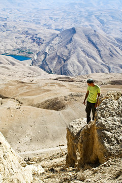 Tourist in mountain of Jordan