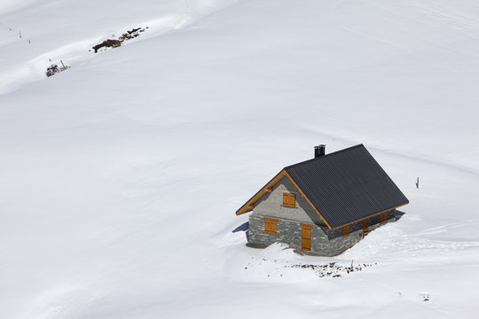 House isolated in virgin snow