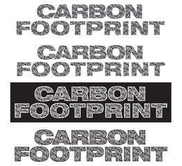Obraz premium Carbon footprints labels with footprints inside lettering