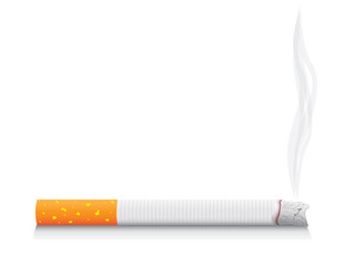 isolated smoking cigarette - detailed realistic illustration