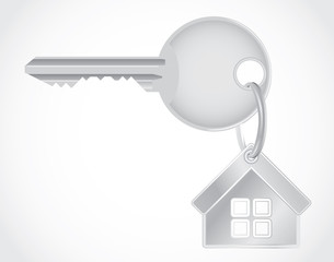 isolated metallic key - detailed realistic illustration