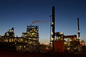 Oil refinery by night