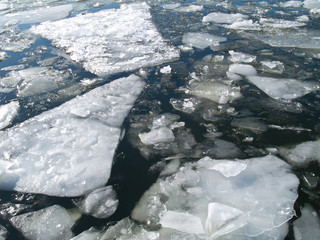floating of ice in spring background