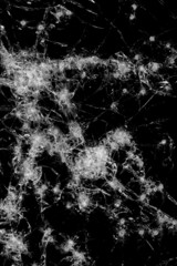 broken glass abstract background - shot with shotgun - on black