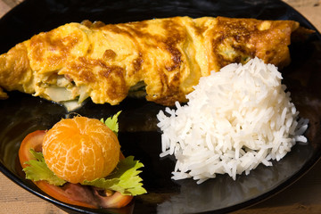 Breakfast fresh omelette on the plate