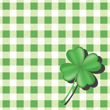 Clover On Green Checkered Background