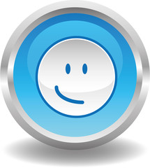 Button rund blau - smiley positiv