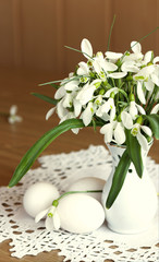 bouquet of snowdrops and eggs