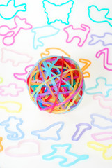 A ball made from colorful silly shaped rubber band bracelets - 31008016