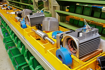 parts of electric motors assembled for the final mounting