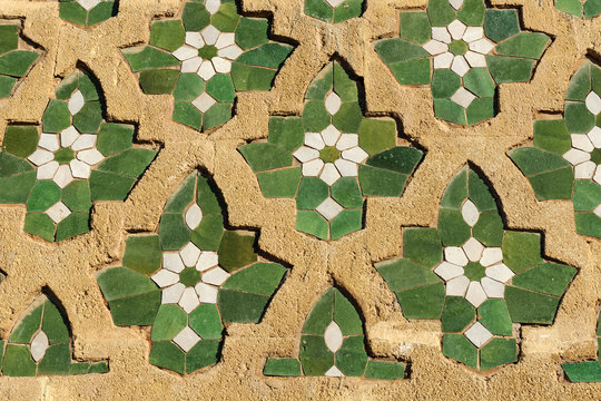 Detail of zellij mosaics of the Loubnane Mosque in Agadir