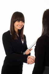 girls in a black business suit