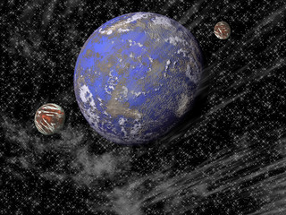 Vistas del Universo, con distintos planetas © Pakmor