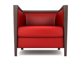 red armchair isolated on white background