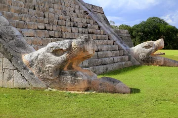 Crédence de cuisine en verre imprimé Mexique Kukulcan serpent El Castillo Mayan Chichen Itza