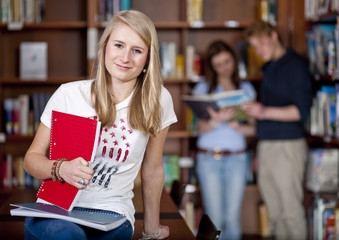 attractive student in university library