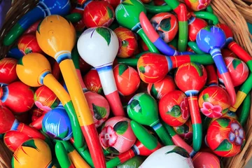 Fotobehang colorful maracas from Mexico handcraft painted © lunamarina