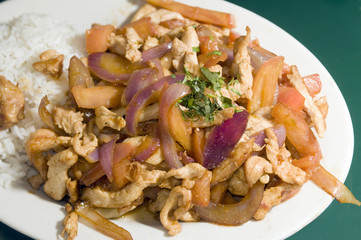 chicken pollo saltado traditional Peruvian food