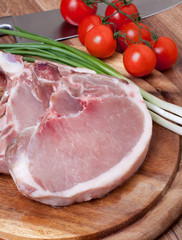 Fresh raw pork cutlet
